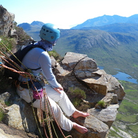 Great belay stance on Marsco, looking towards the Cuillin.