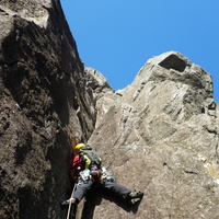 Stuart on the 4th pitch of Shangri-La.
