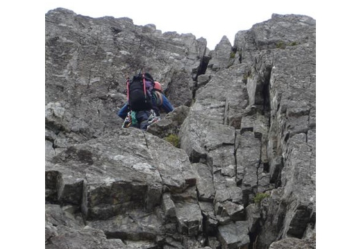 003.Jim leading second pitch of D Gully Buttress.