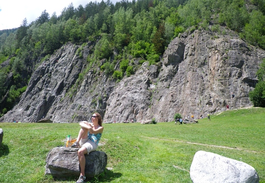The crag at Les Gaillands, Chamonix.
