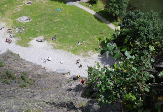 Looking down one of the multi-pitch routes at Les Gaillands
