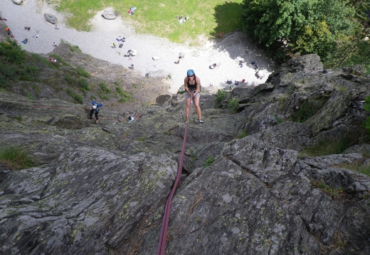 Jeanie rapping down the route
