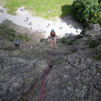 Jeanie rapping down the route