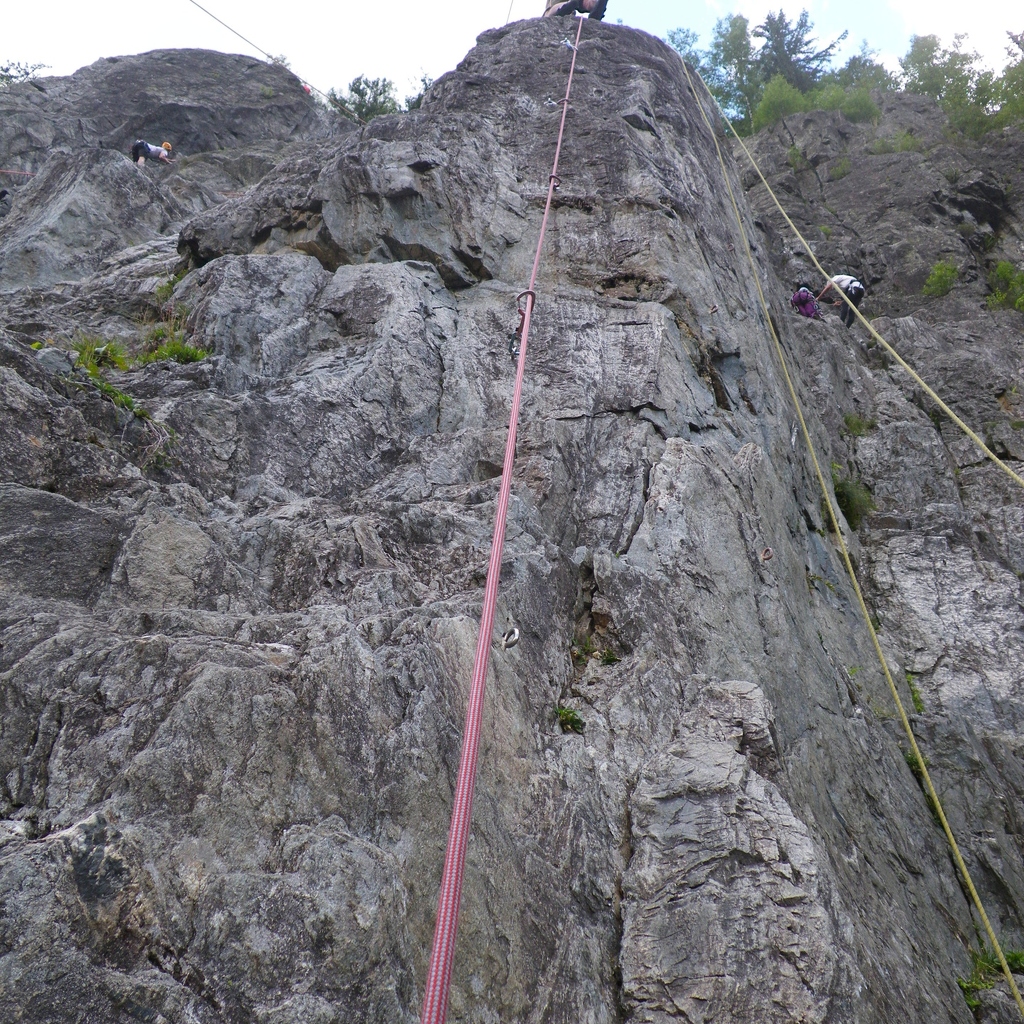 Wow, lots of ropes, Stuart on an easy 6a