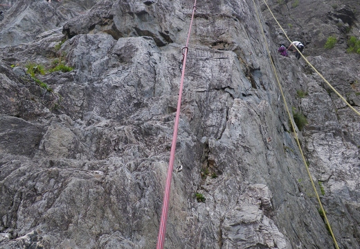 Wow, lots of ropes, Stuart on an easy 6a