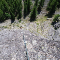 View down the 3rd pitch of Serfouette Express