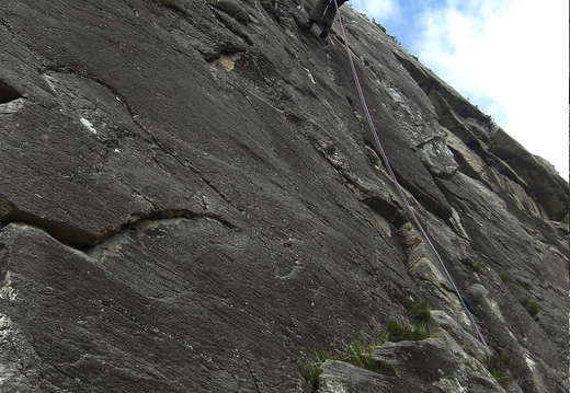 Second abseil down the line of The Black Streak (E1)