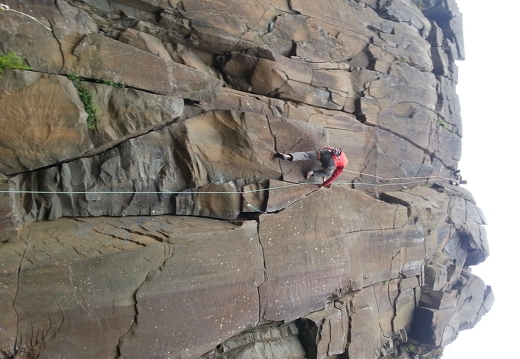 Stuart above the Crux on Malky the Alky, Cambusbarron West