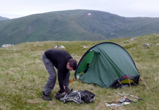 Nigel and his wee cheap tent.