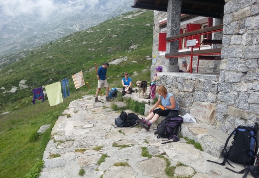 A well-earned rest at Rifugio Omio on Day1
