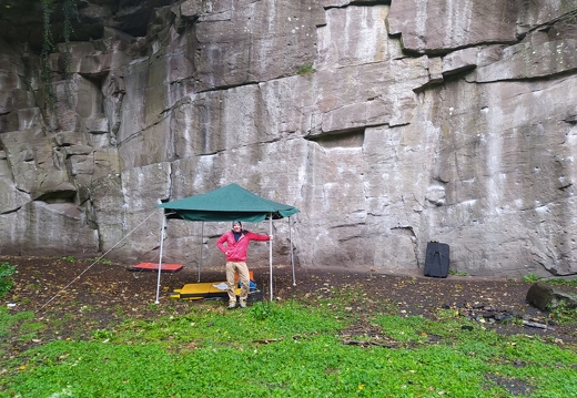 Inventively keeping dry at Wolfcrag (non-member David Campbell)