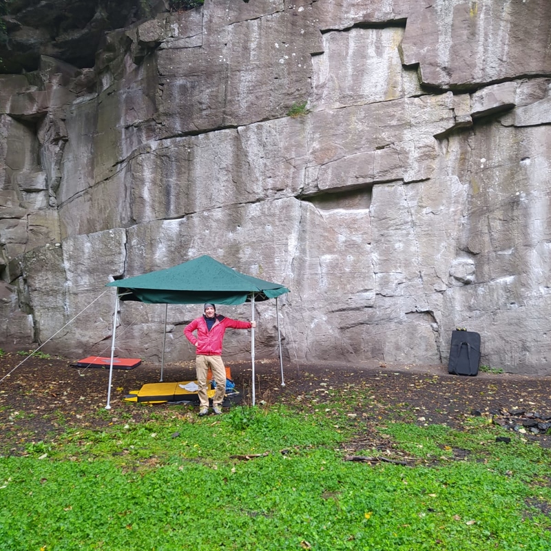 Inventively keeping dry at Wolfcrag (non-member David Campbell)