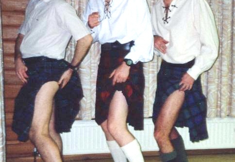 The cheeky boys Dave Montieth, John Dyble and Ross Lindsay ham it up for the Burns supper
