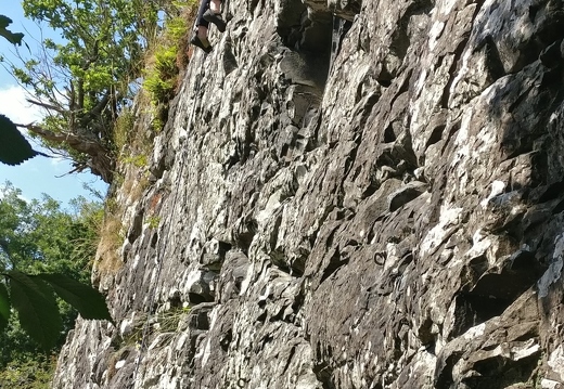 Crissie Campbell on a 6a at Bennybeg