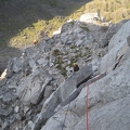 Looking down first tower pitch at detached flake