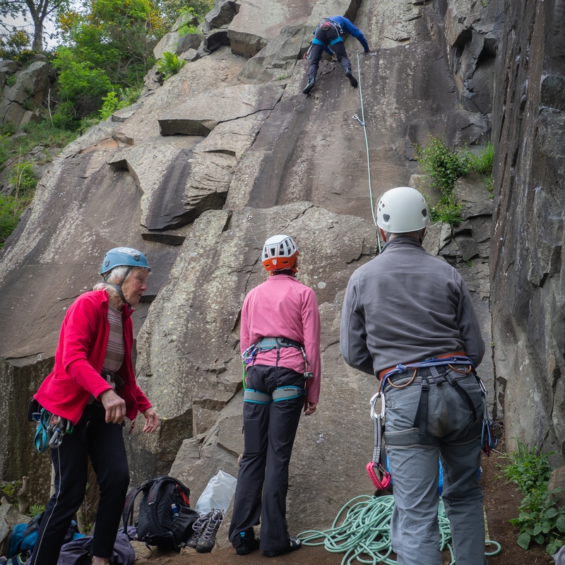 Ken belaying Malcolm (with Chrissie and Liz)