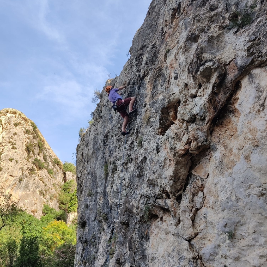 Stuart trying hard at sector Everest, Guadalest