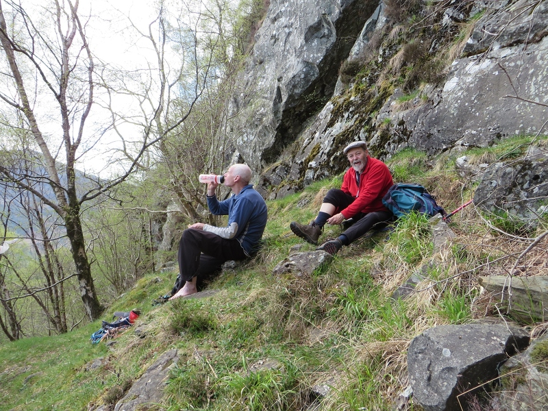 Jim Shanks and Keith Ratcliffe at the start of the Ben A'an link up. 29th April 2014.JPG