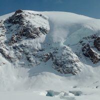 2030m Snow Dome. First ascent made   along right hand side skyline on skis.