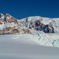 View close to base camp. Snow Dome in centre