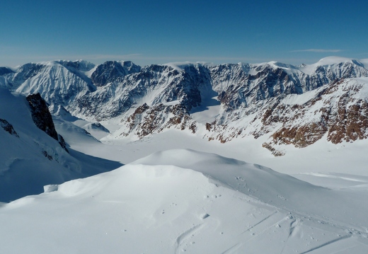 View from summit of Panorama Peak 2040m to Oxford Glacier