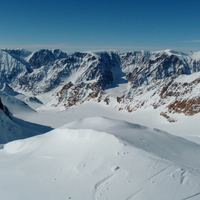 View from summit of Panorama Peak 2040m to Oxford Glacier