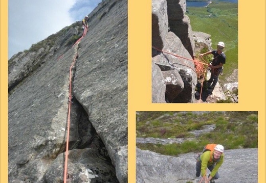 Routes in NW Late July (360 visits) L-R C/wise: Opening 25m crack on Salamander, third belay above overhanging chimney on November Groov... Routes in NW Late July