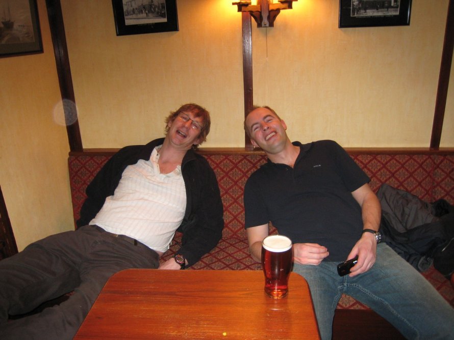 Robert and Drummond in pub