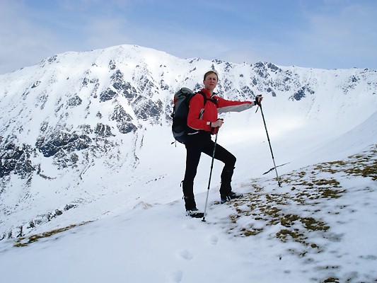 Jean with Mullach Fraoch Choire in the background