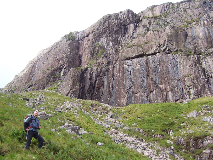 East Face Aonach Dubh - Stuart below crag