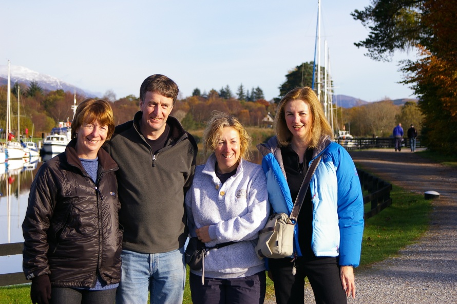 Ian, Moira, Jean and Mhairi at the Caledonian canal morning after the night before.