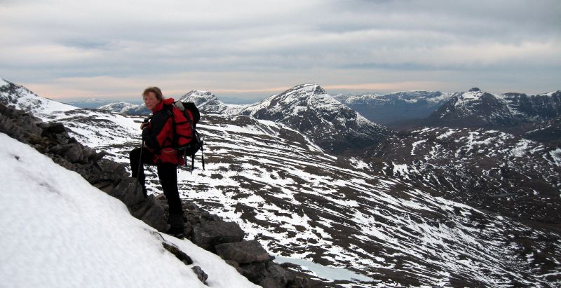 Jen nearing the summit of Sgorr nan Lochan Uaine