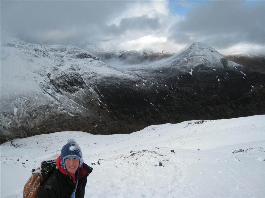 Lucy, with Binnein Beag behind