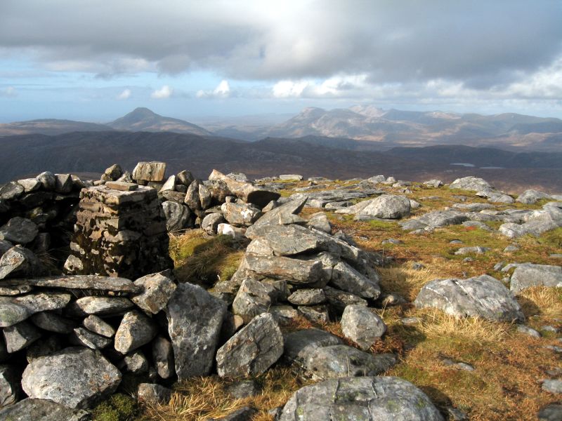 The Northern hills (including Ben Stack, Arkle and Foinaven) from Beinn Leoid, 21st March 2009
