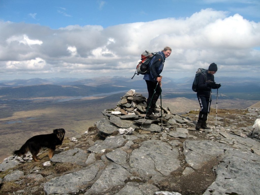 Jean Y at the summit of Beinn Achaladair (or, at least, a cairn near it), the last Munro in her round