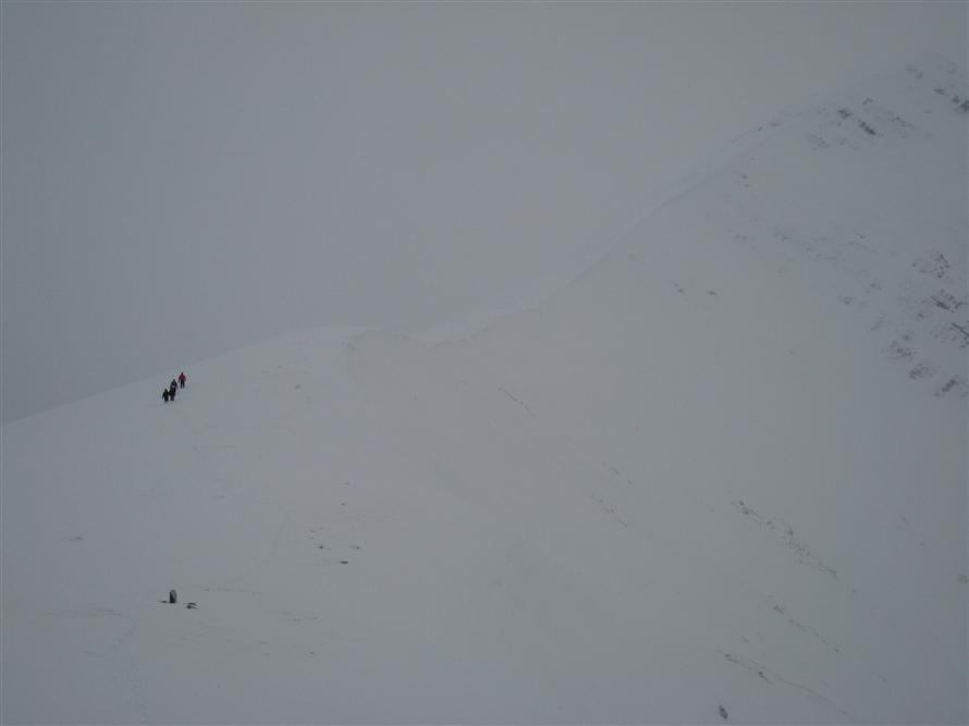 Our merry gang headed for the Bealach, while I found a route around the cornice