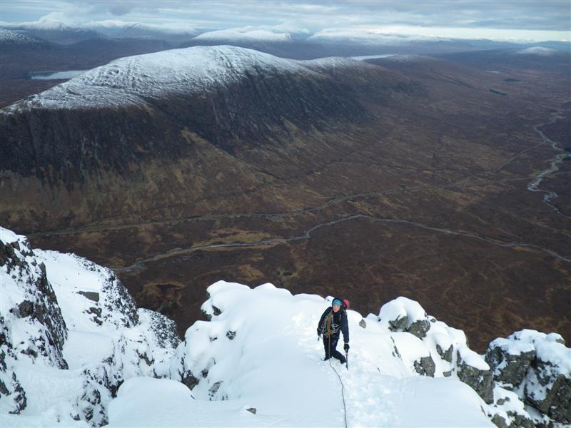 Jeanie on the final slopes to the summit of the Buachaille