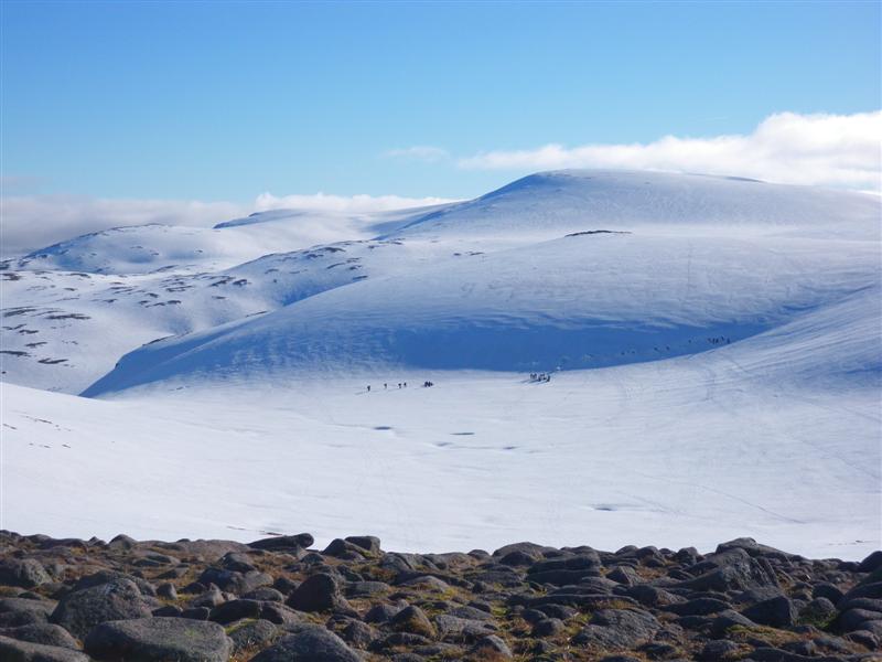 View across to Ben Macdui - note the snowhole city