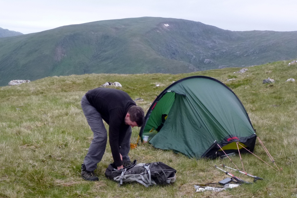 Nigel and his wee cheap tent.
