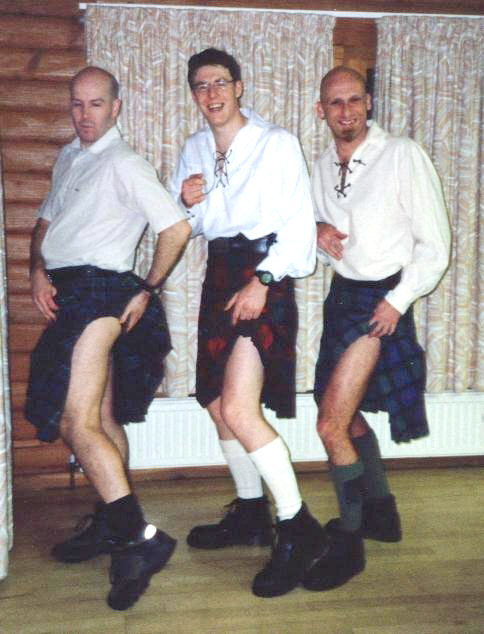 the cheeky boys Dave Montieth, John Dyble and Ross Lyndsay ham it up for the Burns supper.jpg
